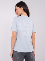 Jasnoniebieski t-shirt z nadrukiem na plecach SUBLEVEL 