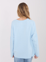 Jasnoniebieska bawełniana bluzka z dekoltem V