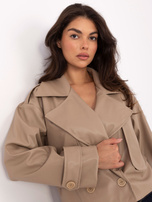 Beżowy krótki płaszcz o kroju trencza RUE PARIS