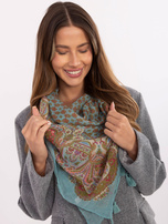 Miętowa damska chusta we wzory 