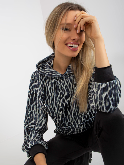 Biało-czarny komplet welurowy z motywem zwierzęcym RUE PARIS