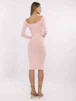 Light pink fitted off-shoulder dress RUE PARIS.