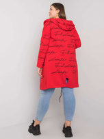 Czerwona narzutka plus size z printami Parma