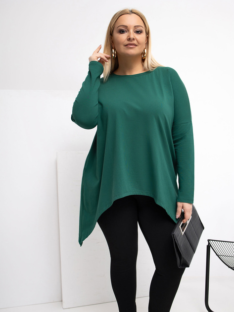 Ciemnozielona długa bluzka plus size z bawełny