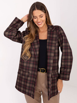 Brązowo-camelowa marynarka z zapięciem na guzik