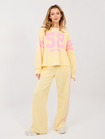 Pastelowy żółty casualowy komplet z numerem 58 RUE PARIS 