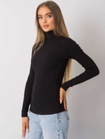 Czarna prążkowana bluzka z golfem Elisee RUE PARIS