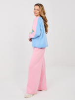 Różowo-niebieski dresowy komplet z miękkiego materiału RUE PARIS 