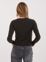 Czekoladowa krótka bluzka basic z guzikami