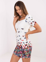 Biała mini sukienka z printem 