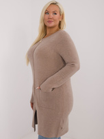 Hurt Ciemnobeżowy damski sweter plus size z wiskozą