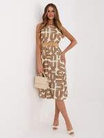 Brązowa rozkloszowana sukienka bez rękawów