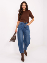 Ciemnoniebieskie jeansy baloon z paskiem 