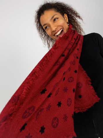 Online wholesale red women's scarf with prints.