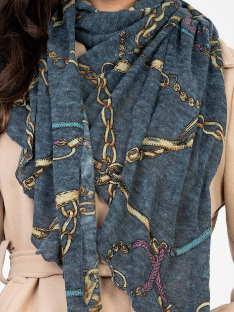 Ciemnoniebieska damska chusta z printem