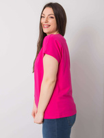 Fuksjowy t-shirt plus size z dekoltem V Cassie