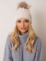 Beżowa czapka z pomponem RUE PARIS