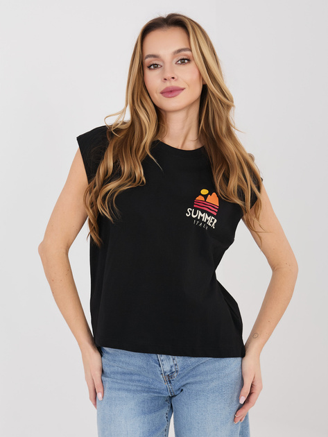 Czarny damski t-shirt bez rękawów SUBLEVEL