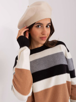 Hurt Jasnobeżowa damska czapka zimowa typu beret