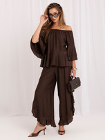 Dark brown summer set with 7/8 pants RUE PARIS.