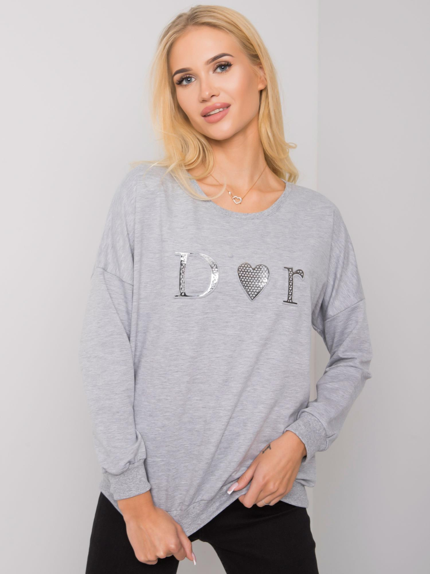 Grey melange sweatshirt for women without hood Alodia