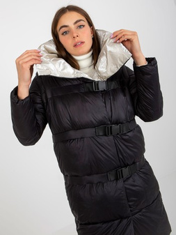 Black and beige down jacket 2in1 winter with length adjustment S