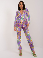 Hurt Liliowy elegancki komplet damski z marynarką