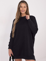 Granatowa dresowa sukienka basic ze ściągaczami 