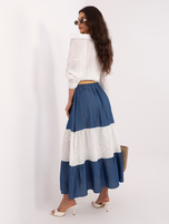 Ciemnoniebieska letnia spódnica z plecionym paskiem 