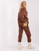 Hurt Ciemnobrązowy ocieplany komplet dresowy damski
