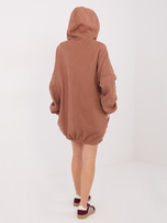 Jasnobrązowa dresowa sukienka z gumką na dole