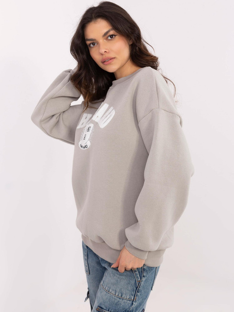 Hurt Szara dresowa bluza bez kaptura z ociepleniem