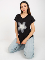 Hurt Czarna bluzka z dekoltem w serek RUE PARIS