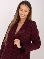 Burgundowa elegancka marynarka z koronką 