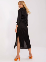 Hurt Czarna prosta sukienka koktajlowa w prążek