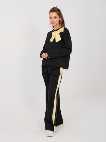 Czarny casualowy komplet z bluzą oversize RUE PARIS