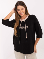 Czarna damska bluzka z haftowanym napisem  