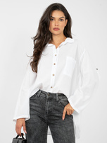 White women's shirt with a longer back.
