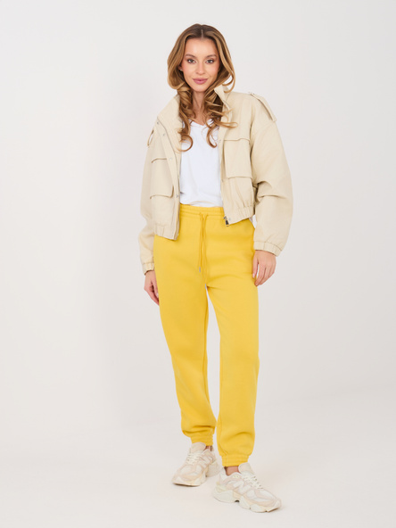 Żółte dresowe spodnie basic z wysokim stanem