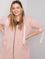 Brudnoróżowa bluza plus size na suwak Zurich