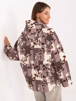 Beżowa przejściowa kurtka oversize z nadrukiem