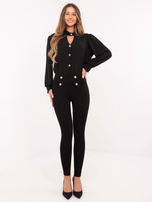 Hurt Czarne eleganckie legginsy z guzikami z przodu