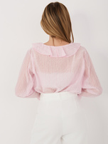 Jasnoróżowa elegancka bluzka z rękawem typu dzwon