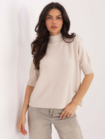 Beżowy damski sweter z domieszką wełny