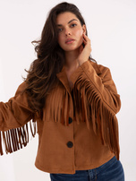 Camelowa zamszowa kurtka w stylu country 