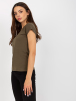 Hurtownia online Khaki gładki t-shirt plus size z bawełny 