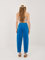 Kobaltowe sztruksowe spodnie od kompletu RUE PARIS 