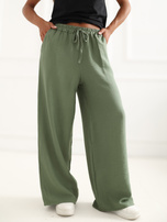 Khaki weite Hose mit Bindung.