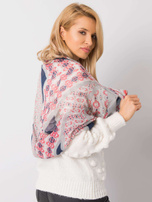 Gray-pink scarf with patterns