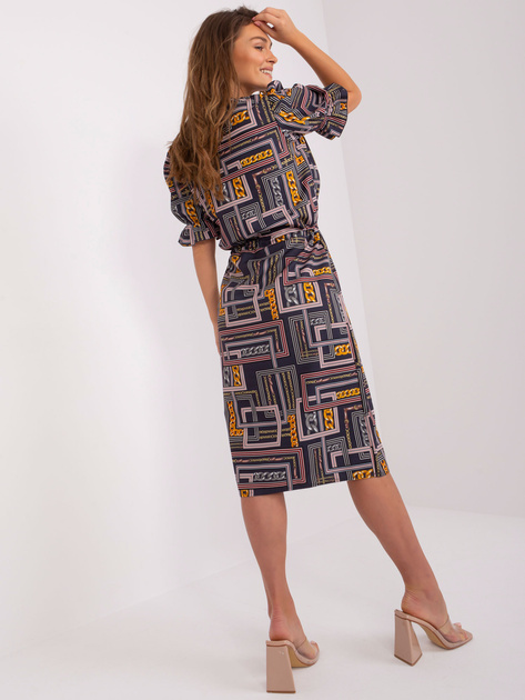 Hurt Grafitowa prosta sukienka z printem z wiskozą